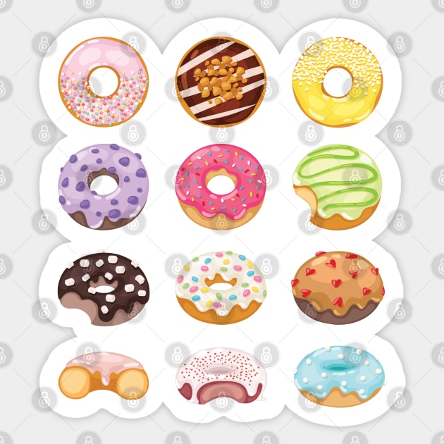Dozen Colorful Donuts with Sprinkles Sticker by figandlilyco